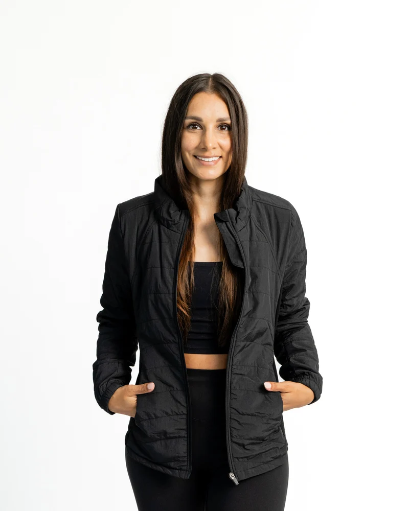 Double Zip Light Puffer Jacke (mit abnehmbarer Kapuze)