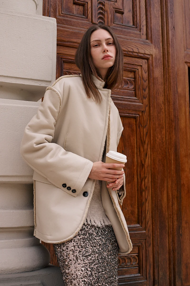 Jacke teddy in cognac