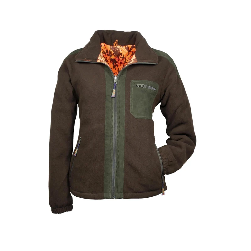 HUBERTUS Damen Tarn-Wende-Fleecejacke oliv / orange-camo