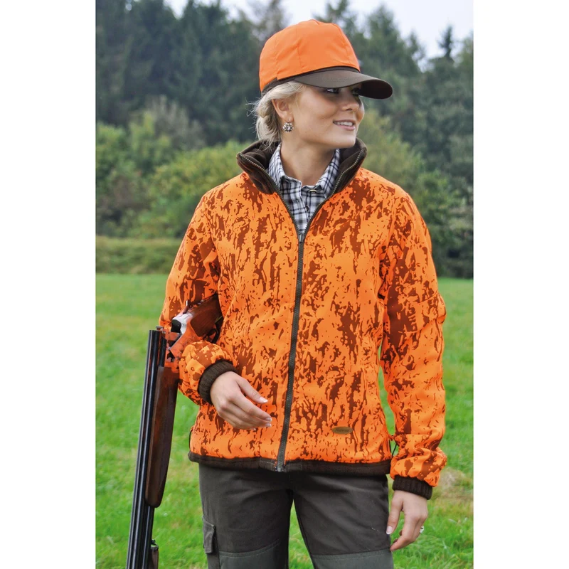 HUBERTUS Damen Tarn-Wende-Fleecejacke oliv / orange-camo