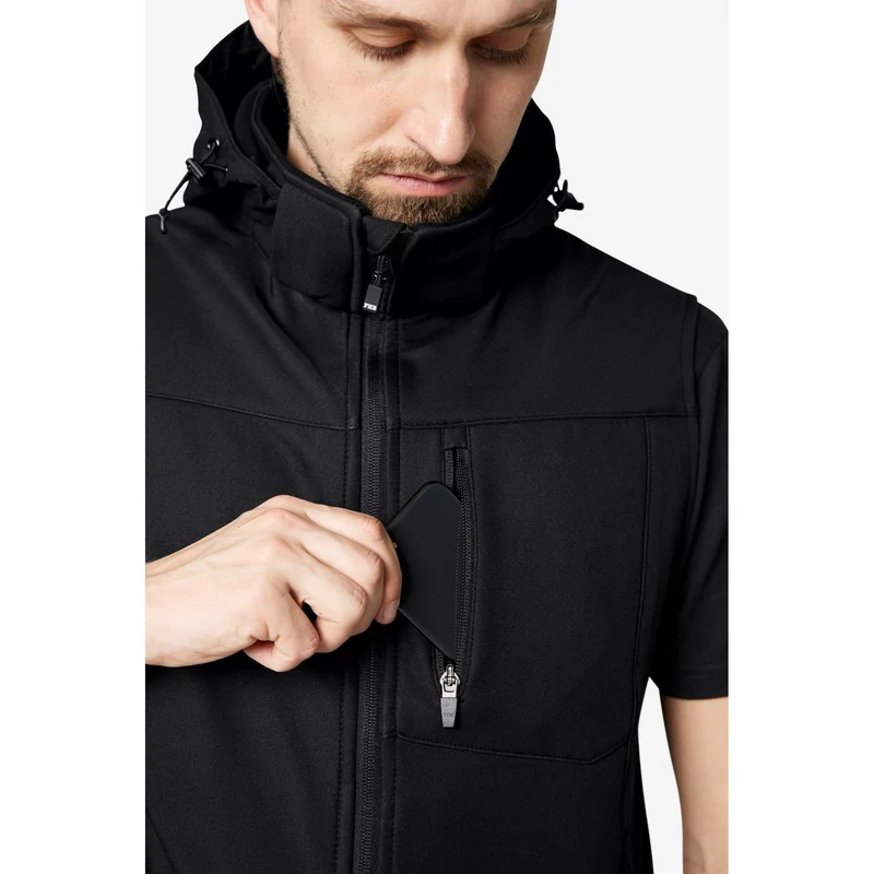 FHB Softshellweste 79110 JUSTUS schwarz/schwarz Herren Arbeitsweste Weste