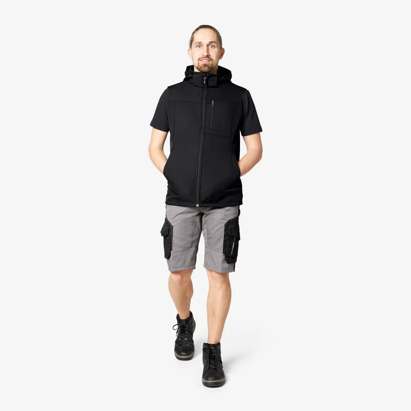 FHB Softshellweste 79110 JUSTUS schwarz/schwarz Herren Arbeitsweste Weste