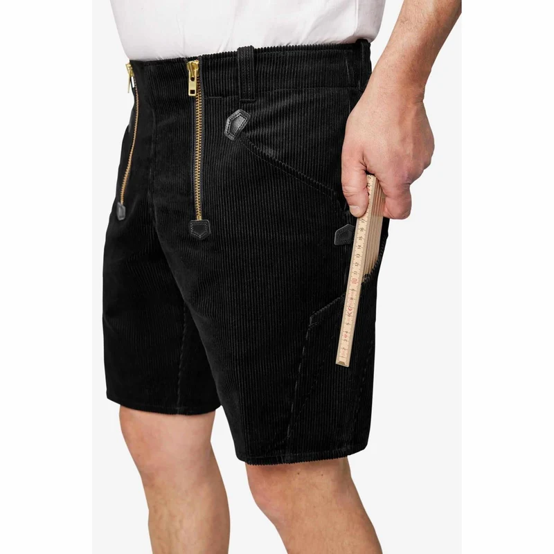 FHB Zunft-Shorts 20033 HANS Genuacord Feincord Zunfthose Sommerhose schwarz