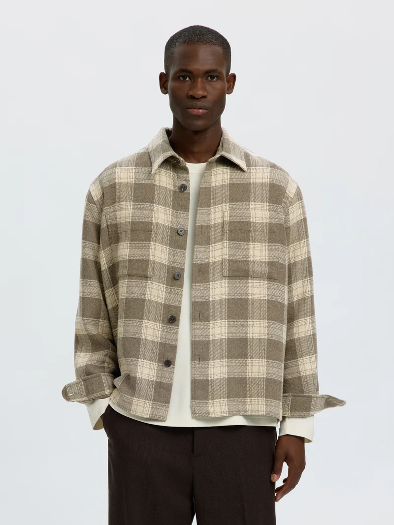 Hemdjacke im Wollmix mit Brusttaschen