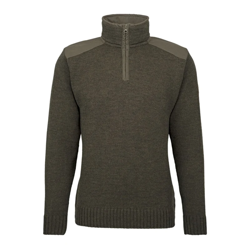 HUBERTUS Herren Troyer | Besatz OS 1200 oliv/braun Pullover