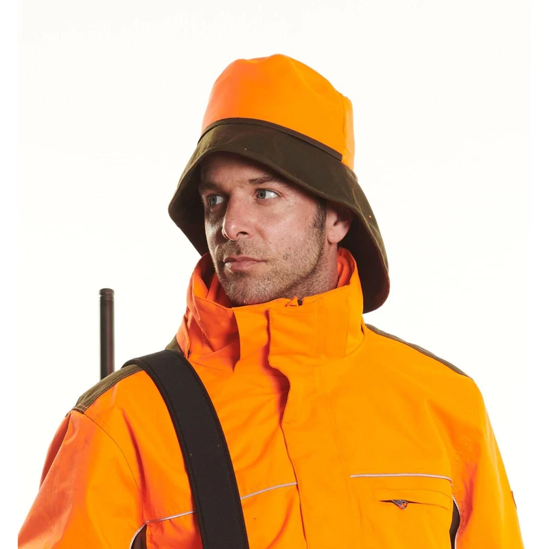 SKOGEN® Südwester mit Wendekopf oliv-orange Signalhut