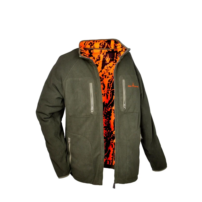 HUBERTUS Herren Warn-Wende-Fleecejacke PIRSCH oliv/orange Jagdjacke