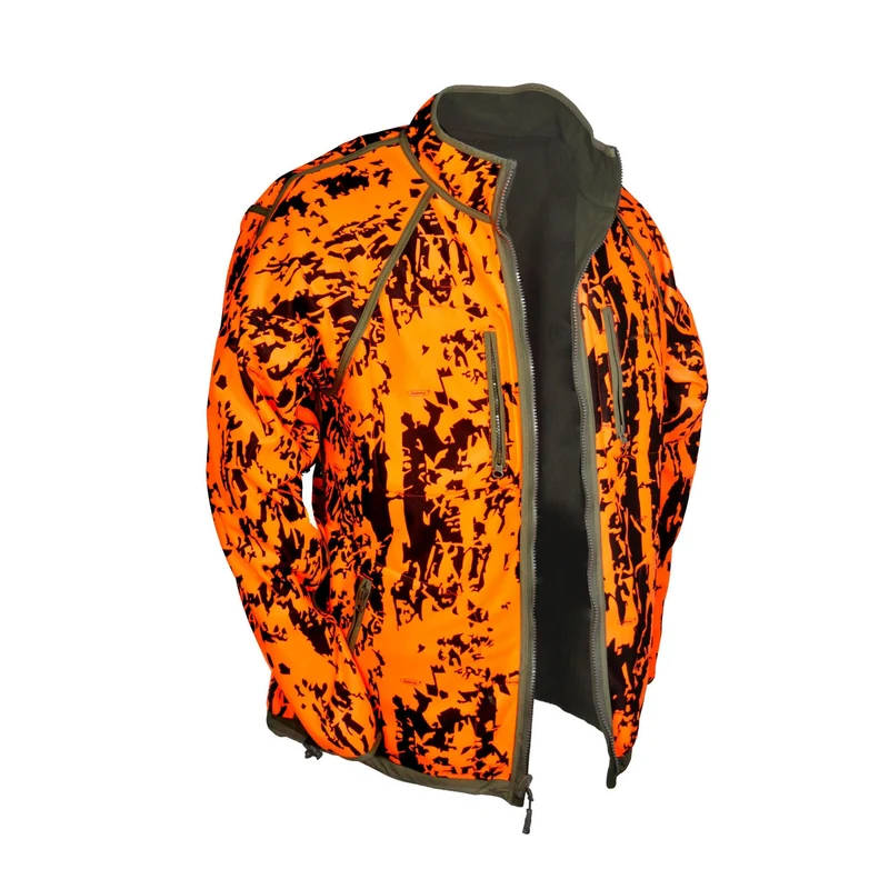 HUBERTUS Herren Warn-Wende-Fleecejacke PIRSCH oliv/orange Jagdjacke