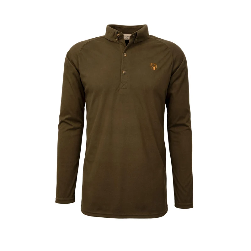 HUBERTUS Herren Funktionsshirt m. Knopfleiste oliv Polohemd