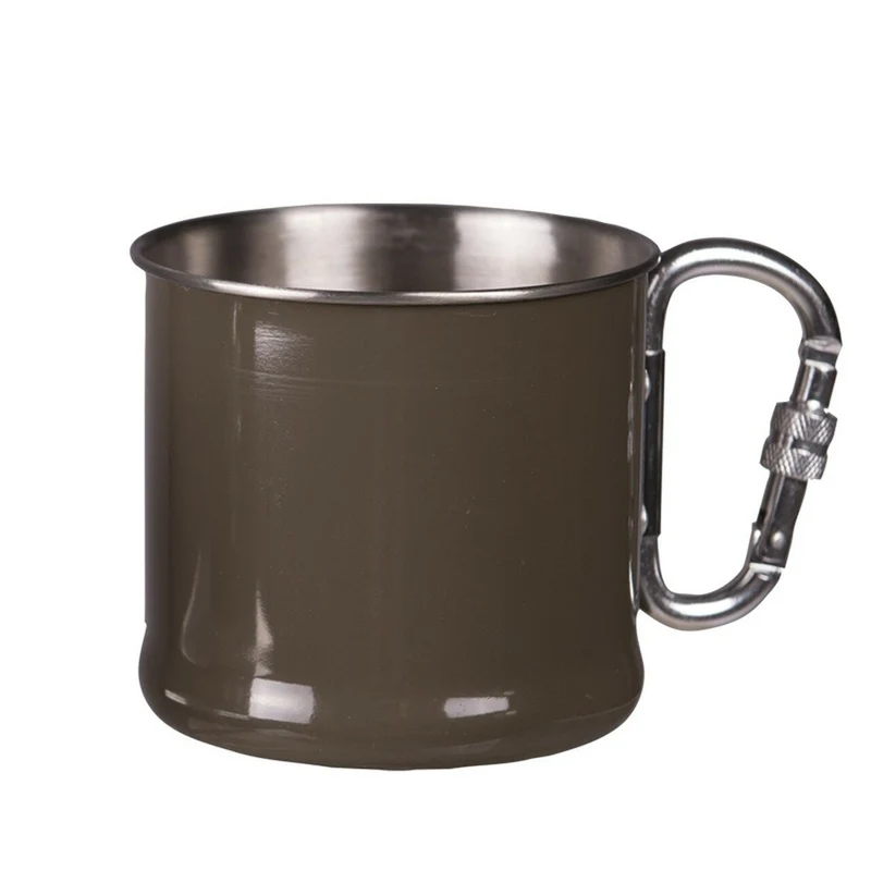 MIL-TEC® Karabinerbecher stainless steel oliv 500ml Outdoor Tasse