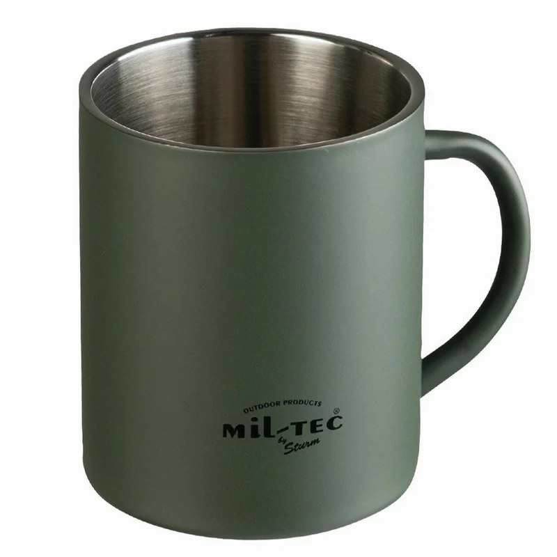 MIL-TEC® Trinkbecher insulated 450ml matt oliv Edelstahl Outdoor Tasse