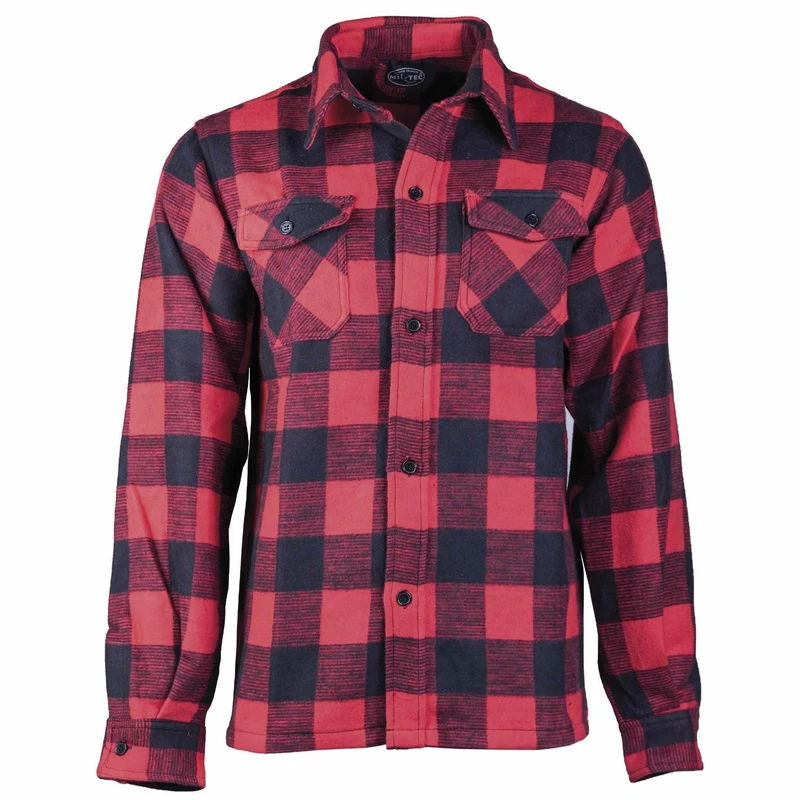 MIL-TEC® Holzfällerhemd rot/schwarz Karo Hemd Baumwollhemd