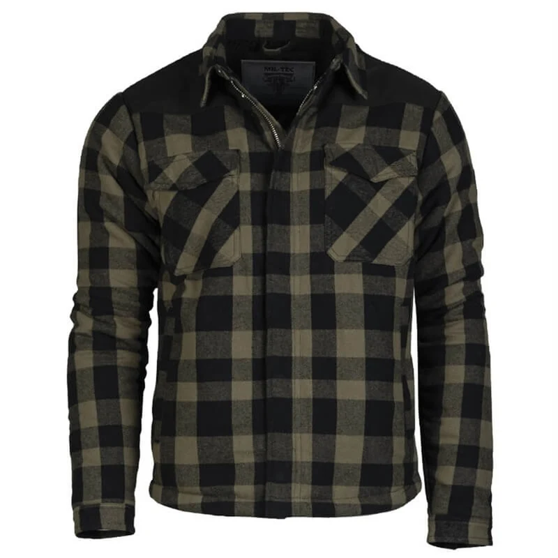 MIL-TEC® Lumberjacket schwarz/oliv Holzfällerjacke Jacke