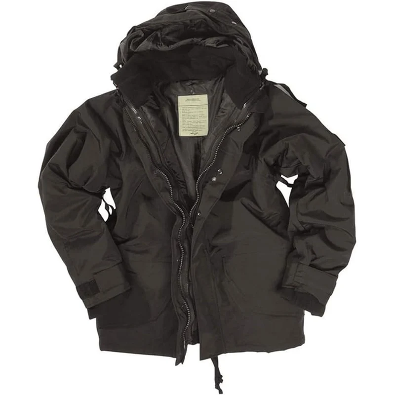 MIL-TEC® Jacke Nässeschutz mit Fleecejacke schwarz 3in1 Jacke