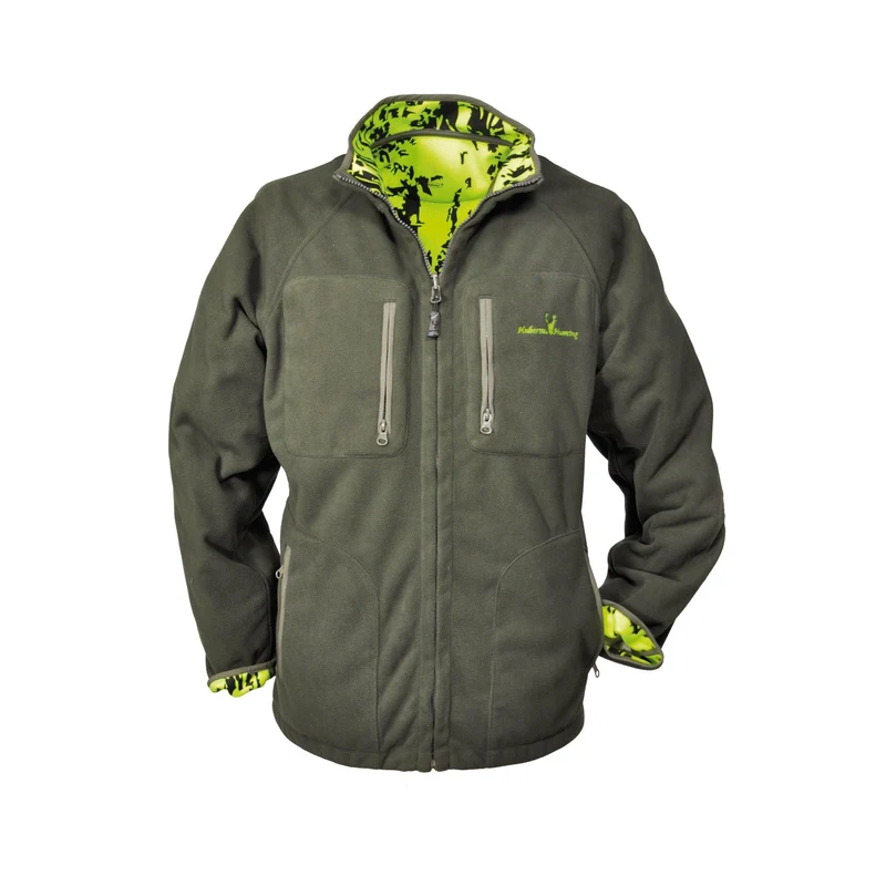 HUBERTUS Warn-Wende-Fleecejacke PIRSCH Jagdjacke Drückjagdjacke oliv/neongelb
