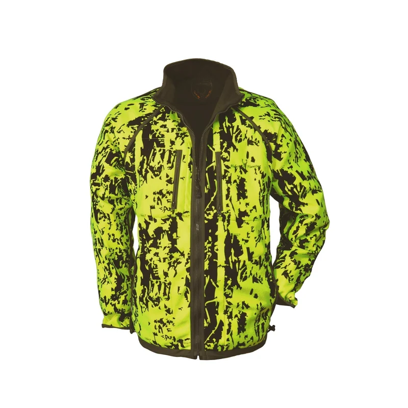 HUBERTUS Warn-Wende-Fleecejacke PIRSCH Jagdjacke Drückjagdjacke oliv/neongelb