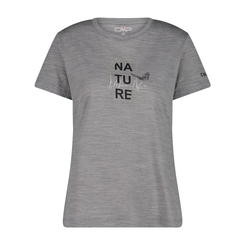 CMP Damen Shirt Woman T-Shirt Performance Merino 32T7166 grey mel-nero