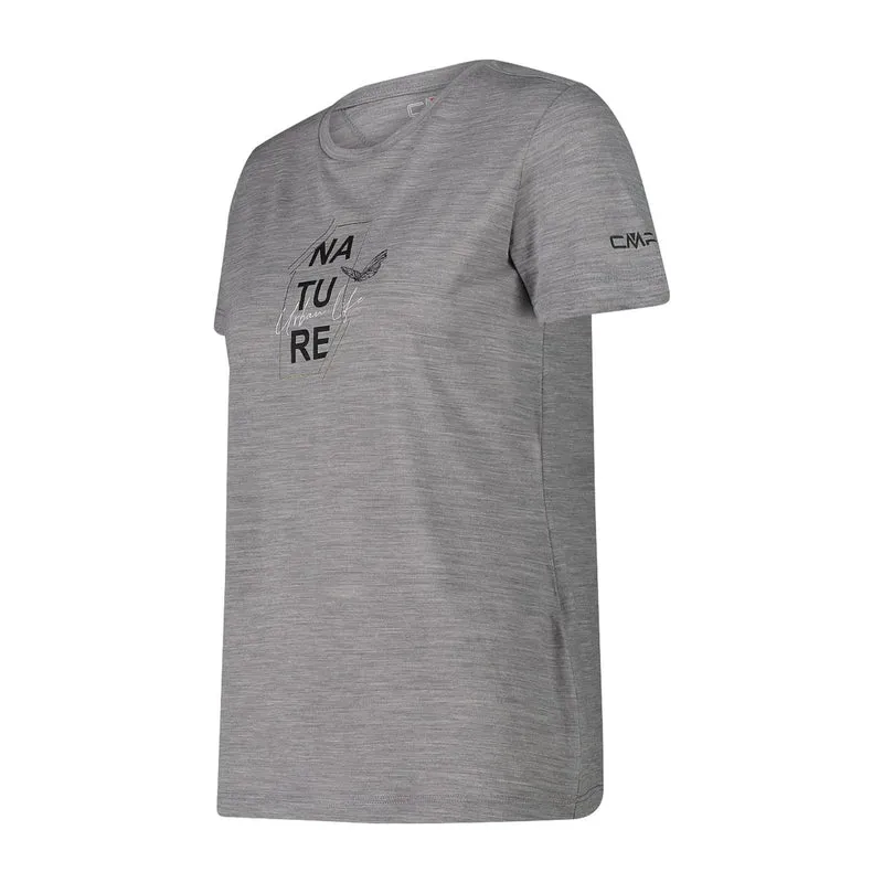 CMP Damen Shirt Woman T-Shirt Performance Merino 32T7166 grey mel-nero