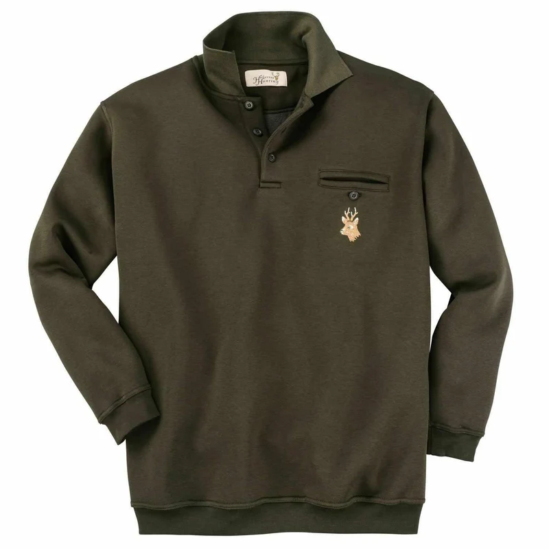 HUBERTUS Herren Sweatshirt m. Polokragen REHBOCK oliv