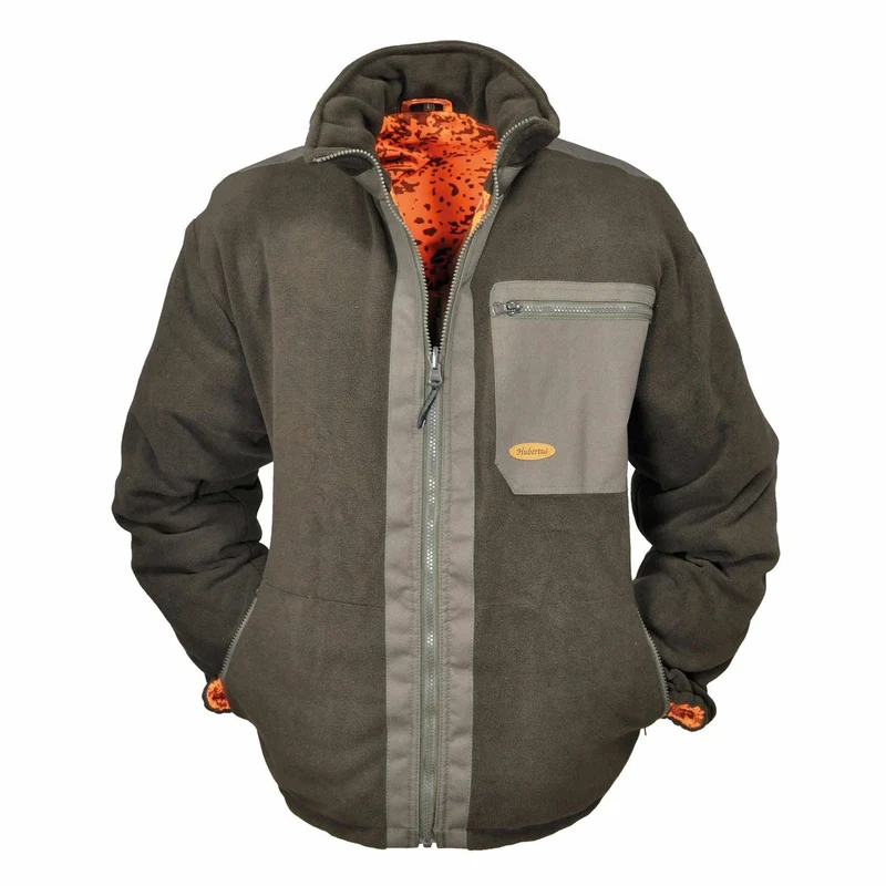 HUBERTUS Warn-Wende-Fleecejacke DRÜCKJAGD oliv / camo Herren Jagdjacke