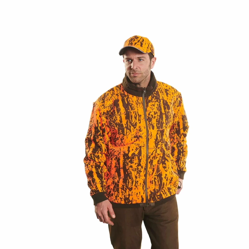 HUBERTUS Warn-Wende-Fleecejacke DRÜCKJAGD oliv / camo Herren Jagdjacke