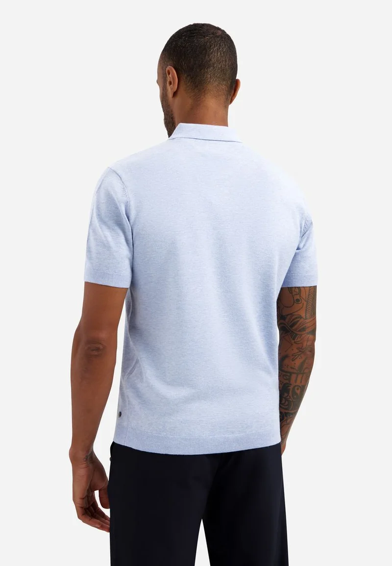 Pullover Short Sleeve Polo Zip Melange
