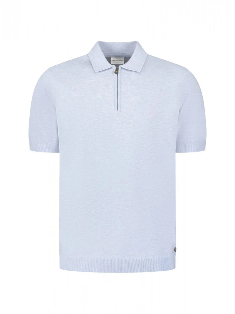 Pullover Short Sleeve Polo Zip Melange