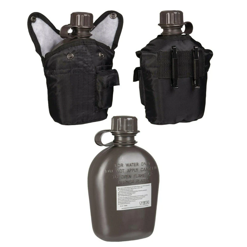MIL-TEC® US Feldflasche Import 1ltr. Kunststoff m. Hülle schwarz