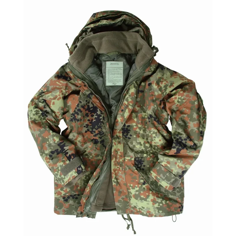 MIL-TEC® Jacke Nässeschutz mit Fleecejacke flecktarn 3in1 Jacke