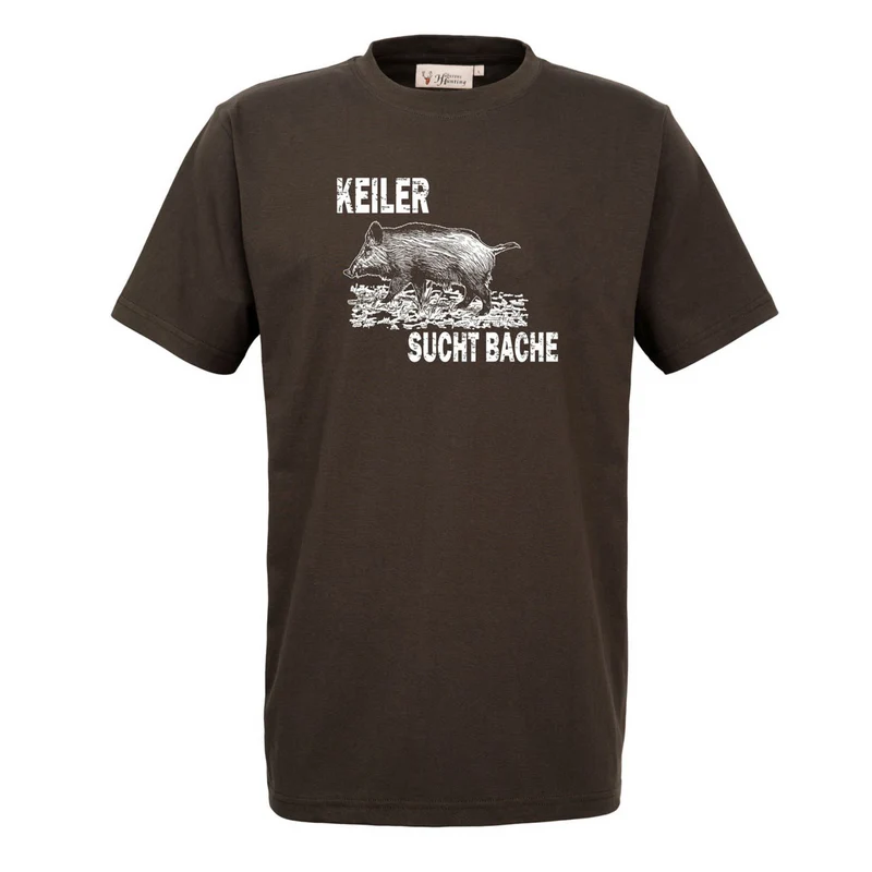 HUBERTUS Herren T-Shirt KEILER SUCHT BACHE oliv Printshirt