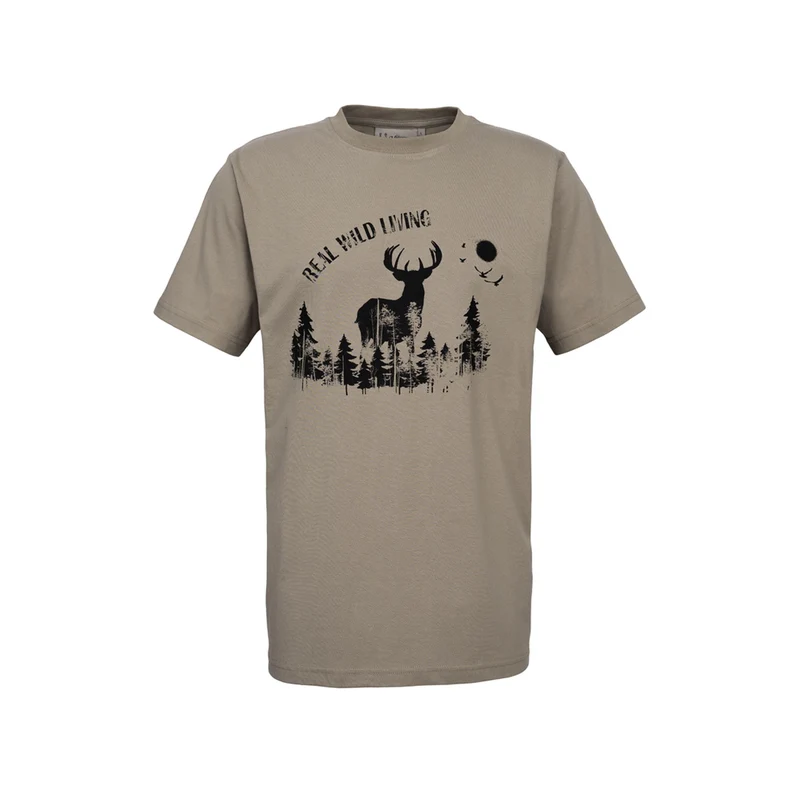 HUBERTUS Herren T-Shirt REAL WILD LIVING beige Printshirt