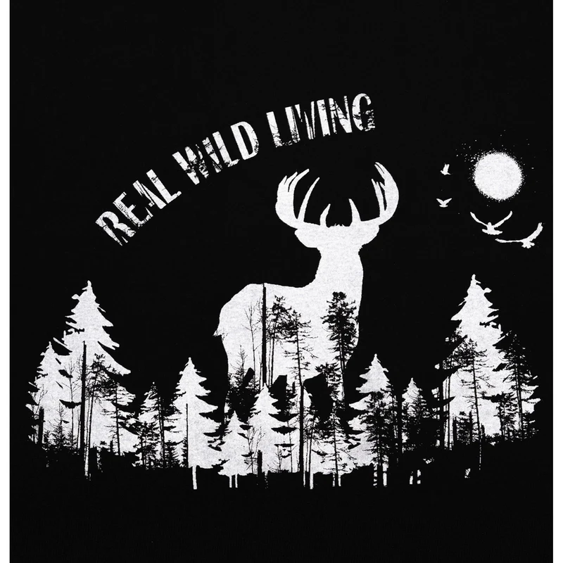 HUBERTUS Herren T-Shirt REAL WILD LIVING schwarz Printshirt