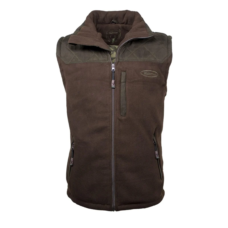 HUBERTUS Herren Fleeceweste | Futter | Veloursbesatz oliv