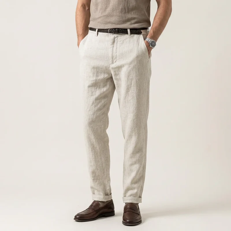 Edle Leinenhose für Herren im Barrel Fit für den Sommer