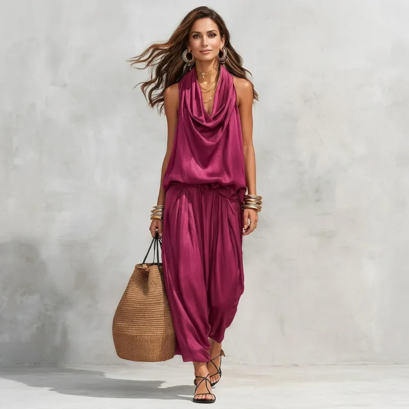 Lässiger 2-Teiler für Damen mit Hose und ärmellosem Top