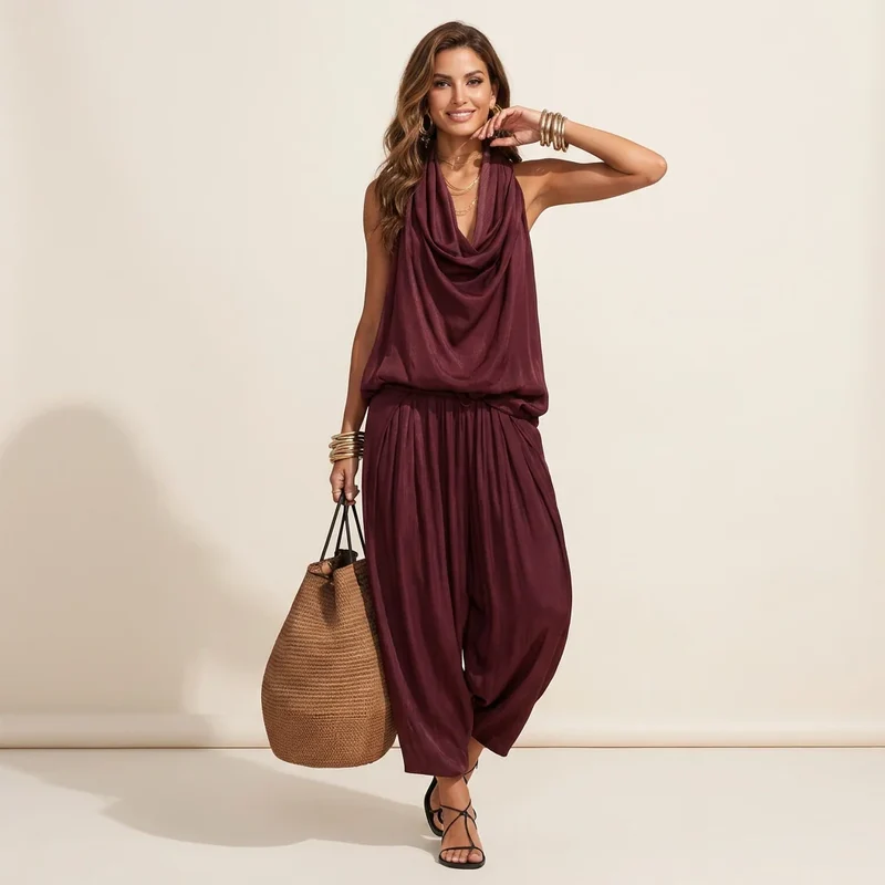Lässiger 2-Teiler für Damen mit Hose und ärmellosem Top