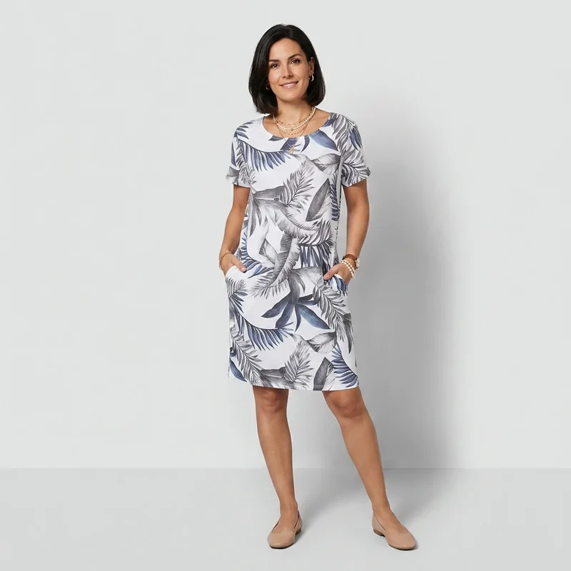 Sommerkleid mit Blumenmuster Kurzarm und Hängerchen Schnitt