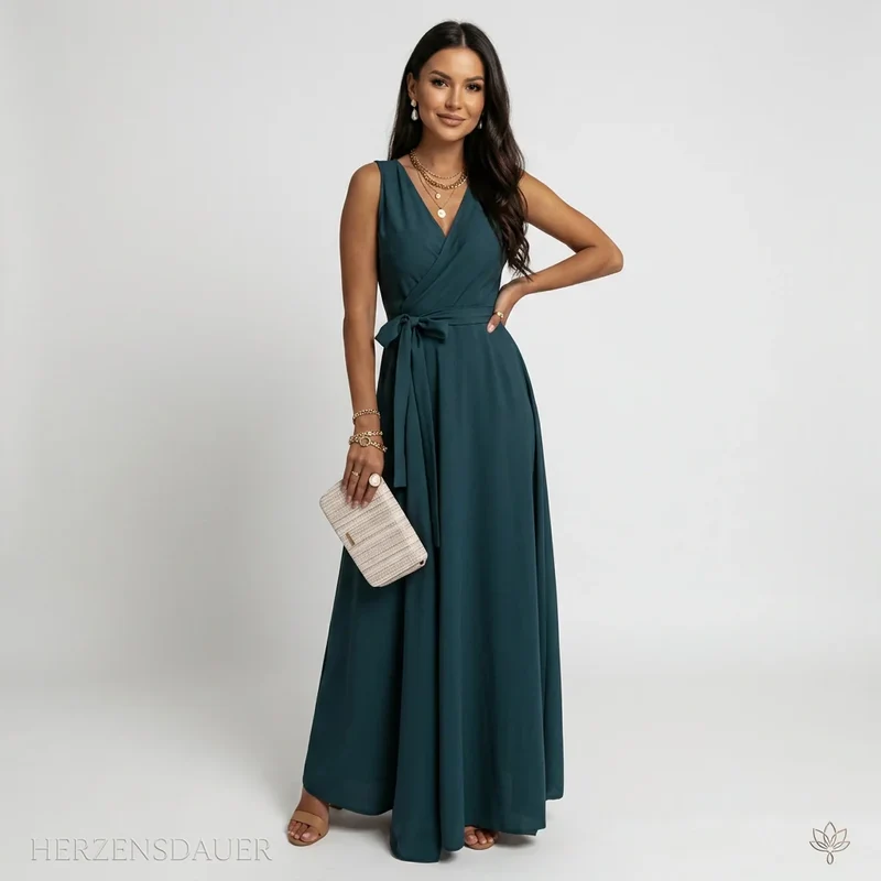 Maxikleid für Damen mit Wickeloptik für Hochzeitsgäste