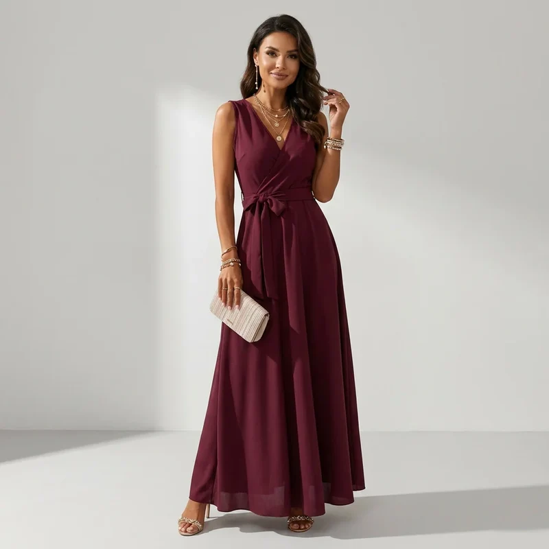 Maxikleid für Damen mit Wickeloptik für Hochzeitsgäste