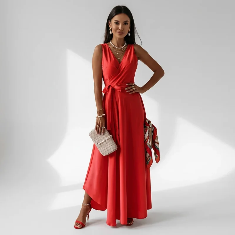 Maxikleid für Damen mit Wickeloptik für Hochzeitsgäste