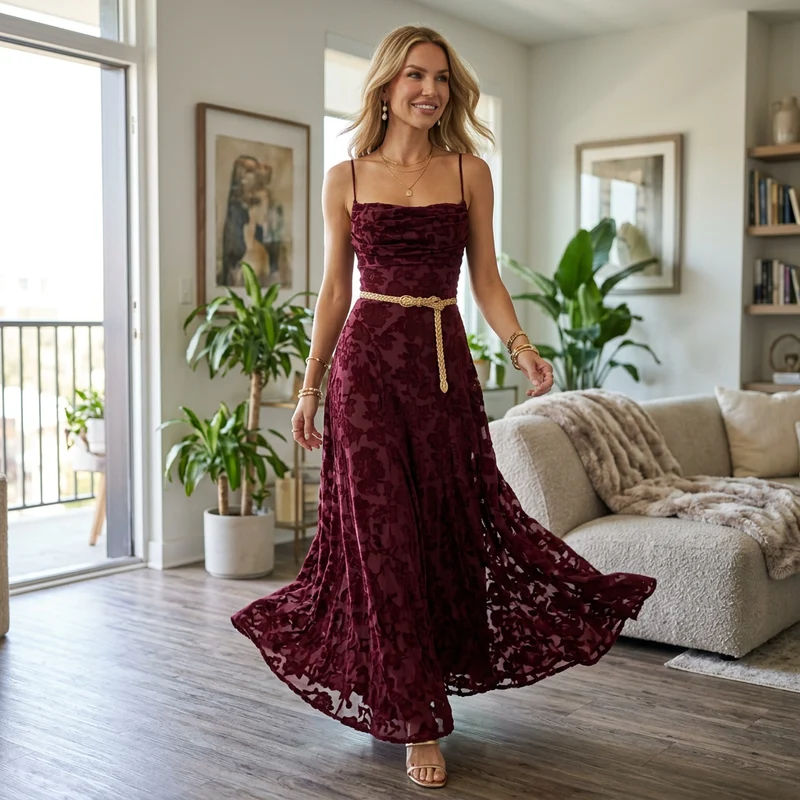 Bodenlanges Maxikleid für Damen in A-Linie
