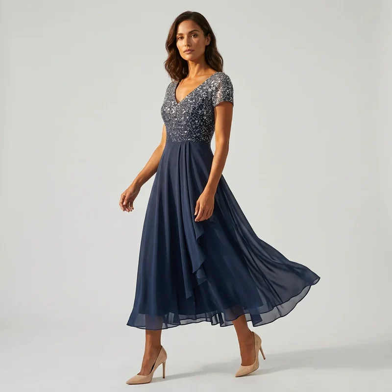 Maxikleid für Hochzeit aus Tüll mit Blumen Applikation