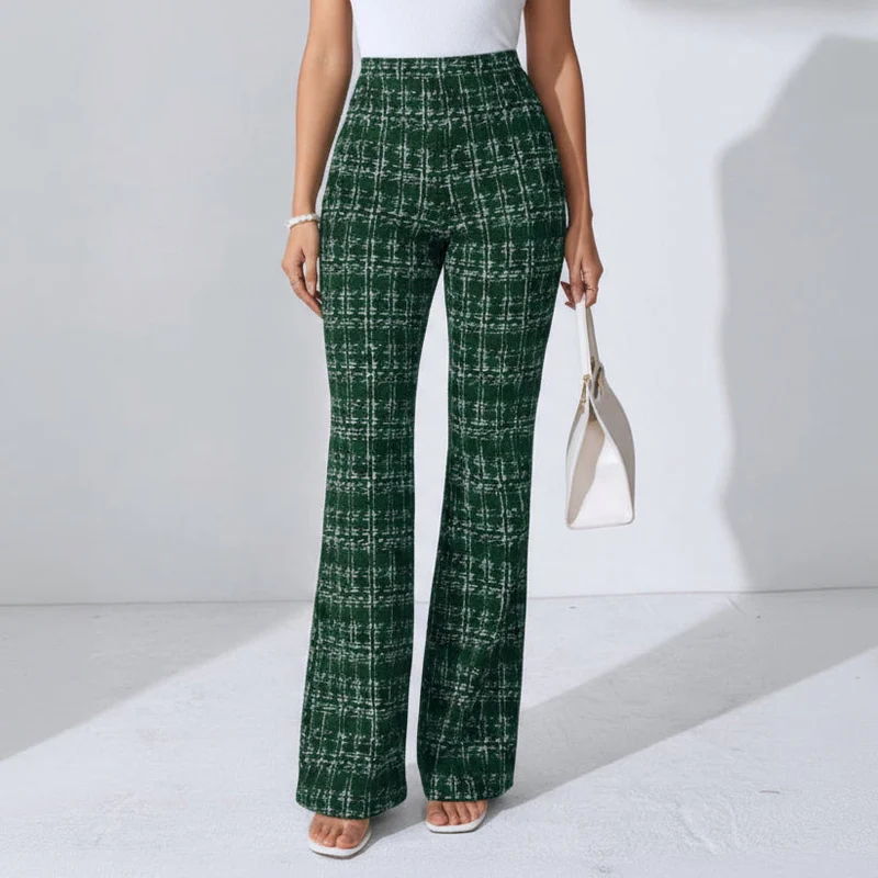 Elegante Schlaghose für Damen mit High-Waist im Tweed-Look