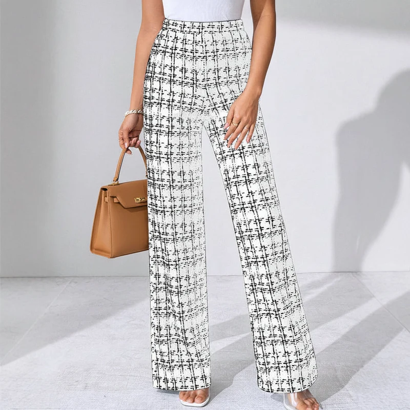Elegante Schlaghose für Damen mit High-Waist im Tweed-Look