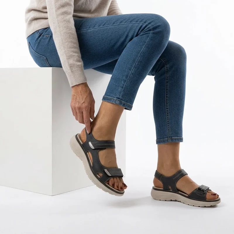 Sportliche Sandalen für Damen mit dicker Sohle und Riemchen mit Klettverschluss