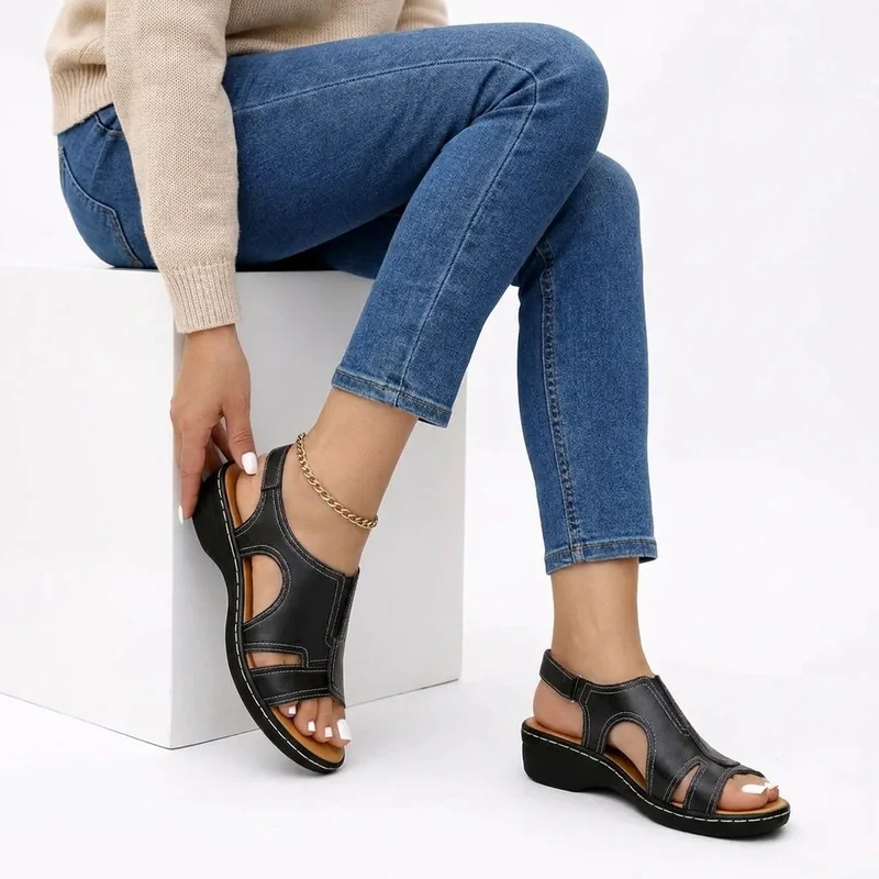 Komfort Sandalen für Damen in Weite H mit Keilabsatz und hinten offenem Design