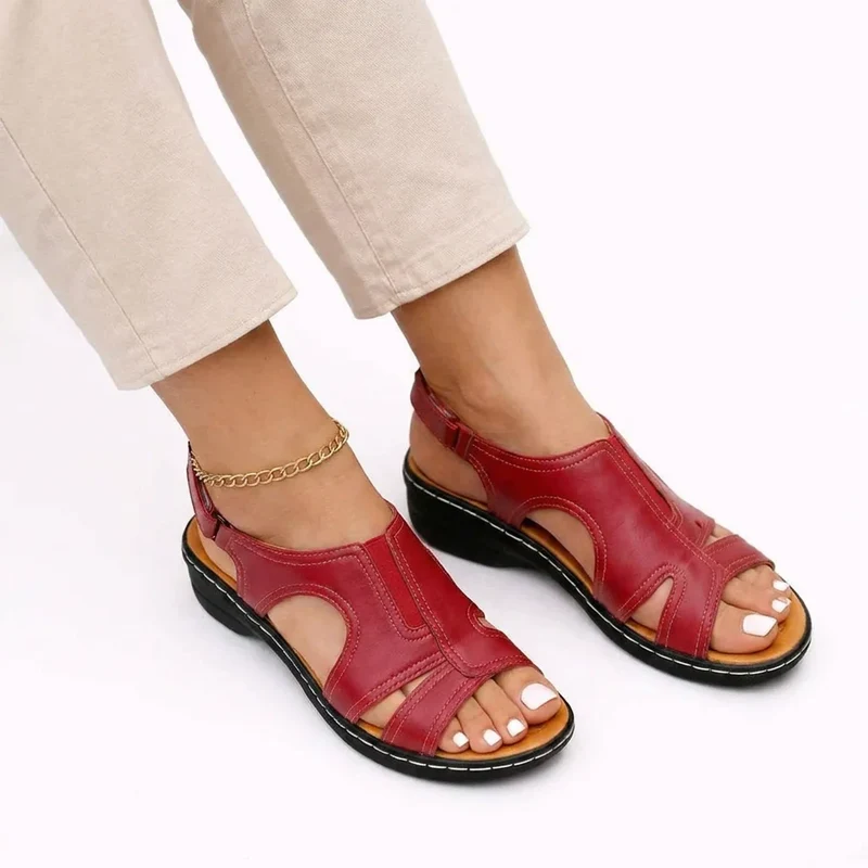 Komfort Sandalen für Damen in Weite H mit Keilabsatz und hinten offenem Design
