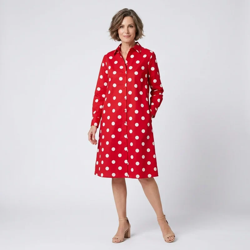Hemdblusenkleid in Midi Länge mit Knopfleiste