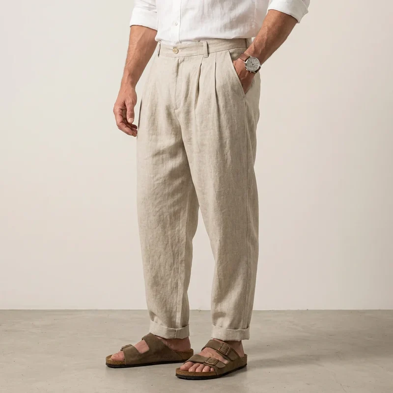 Leinenhose für Herren in Barrel Fit