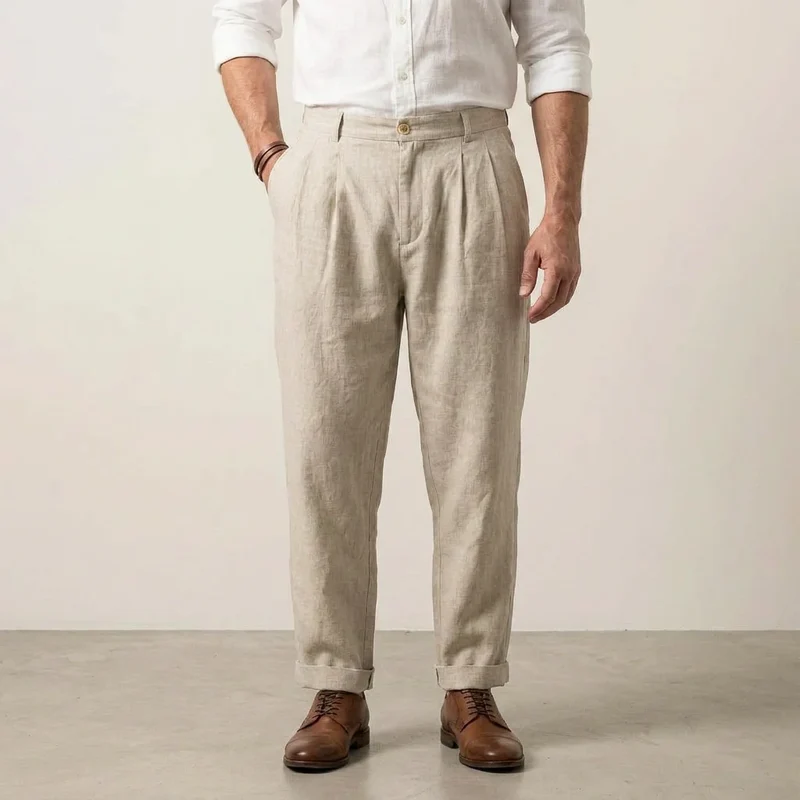 Leinenhose für Herren in Barrel Fit